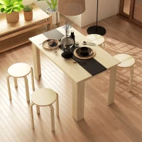 HOMCOM Set 4 Sgabelli Impilabili Rotondi e Moderni per Cucina e Bar in Legno, Ø40x54cm, Colore Legno(m-2)