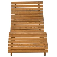 Outsunny Gartenliege, Sonnenliege, Massivholz, Braun, 66 x 170 x 77 cm(m-10)