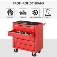 DURHAND Rollschrank, Werkzeugschrank für Garage, Schuppen, Stahl, 69L x 33B x 75H cm, Rot(m-6)
