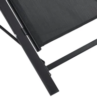 Outsunny Gartenlounge-Set, 2 Liegen mit Beistelltisch, atmungsaktiver Stoff, stabiler Metallrahmen, Schwarz(m-10)