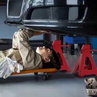 HOMCOM Axle Stands 6 Ton Car Jack Stands Pack of 2, 38.5-60 cm Height Adjustable Support Jack Stand, Heavy Duty Car Lift Tool for Vehicles, Caravans, Workshops, Garages, Red(m-2)