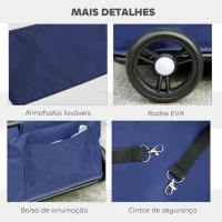 PawHut Carrinho para Cães Dobrável Carrinho para Cães Miniatura com Barra de Empurre Ajustável Desenho Aberto 53x45x28 cm Azul Escuro(m-7)