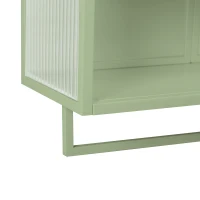 Armoire murale moderne avec portes en verre, deux niveaux de rangement fermé, avec étagère ouverte et porte-serviettes, 60×23×78 cm, Vert(m-8)