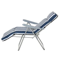 Outsunny 2 x Klappstühle Gartenstuhl Sonnenliege Armlehne klappbar 5 Positionen Auflage Blau 60 x 75 x 102 cm(m-14)