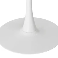 Table à manger ronde moderne, quatre plateaux en patchwork, base en métal, 120×120×75 cm, Blanc(m-7)