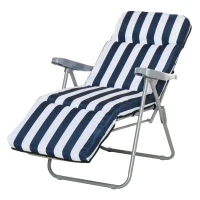 Outsunny 2 x Klappstühle Gartenstuhl Sonnenliege Armlehne klappbar 5 Positionen Auflage Blau 60 x 75 x 102 cm(m-12)