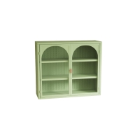 Armario Colgante con Puertas de Vidrio y 3 Estantes de Almacenaje, 70x23x60 cm, Verde