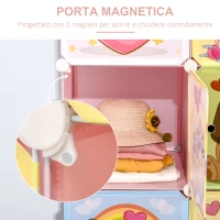 HOMCOM Mobile Scarpiera Modulare Salvaspazio, 6 Cubi 35x45x35 cm in Acciaio e PP, 74x47x144 cm, Rosa(m-7)