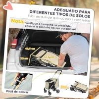 PawHut Carrinho para Cães Dobrável com Correia de Segurança Almofada Lavável e Janelas 80x48,5x106 cm Cáqui(m-6)