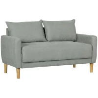 HOMCOM Divanetto 2 Posti Vellutato con Vano Portaoggetti Inferiore e Cuscini, 140x72x82 cm, Grigio(m-10)