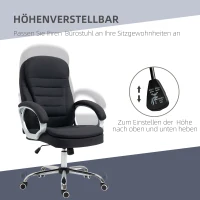 Vinsetto Bürostuhl Arbeitsstuhl Schreibtischstuhl Drehstuhl 360° Ergonomisch Wippfunktion Höhenverstellbar Schwarz Leinen 64 x 75 x 111-121 cm(m-4)