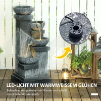 Outsunny 85 cm Zewnętrzna Fontanna, Czteropoziomowa Dekoracyjna Fontanna, Sztuczny Wodospad z Oświetleniem LED i Pompą, Szara(m-4)