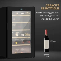 HOMCOM Cantinetta Vino Frigo per 24 Bottiglie, Capacità 65L, Controllo Temperatura e Ripiani Estraibili, Nero(m-7)