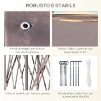 Outsunny Gazebo Pieghevole da Giardino 4x3.4 m ad Altezza Regolabile con Zanzariera e Doppio Tetto, Beige(m-7)