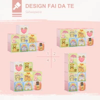 HOMCOM Mobile Scarpiera Modulare Salvaspazio, 6 Cubi 35x45x35 cm in Acciaio e PP, 74x47x144 cm, Rosa(m-5)