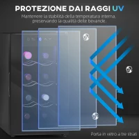 HOMCOM Cantinetta Vino Refrigerata per 8 Bottiglie, Capacità 21L, Display Touch e Ripiani Regolabili, Nero(m-8)