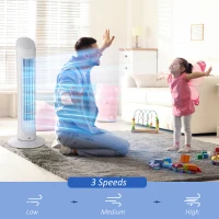HOMCOM Tower Fan for Bedroom Cooling, 30 Inch Electric 70° Oscillating Fan with 3 Speed Settings, Standing Floor Fan for Home Office Indoor, White(m-5)
