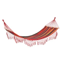 Outsunny Cama Rede de Jardim 200x100 cm Rede Suspensa com Travessas de Madeira para Pátio Varanda Campismo Multicolor(m-10)