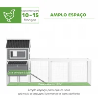 PawHut Galinheiro para Exterior Galinheiro de Madeira para 10-15 Galinhas com Baloiço Perchas Bandeja Removível e Rampa 315,5x150,5x140,5 cm Cinza(m-4)