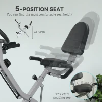 SPORTNOW 5-In-1 Folding Exercise Bike with Arm Workout Bands, Quiet 8-Level Magnetic Resistance Foldable Exercise Bike with LCD, Tablet Holder, Hand Pulse Sensor for Home Use Indoor Cycling, White(m-6)