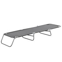 Outsunny Sonnenliege, klappbar, verstellbare Rückenlehne, rostfreier Metallrahmen, 187 x 55 x 24, Grau(m-12)
