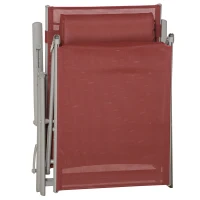 Outsunny Sonnenliege, 5-stufig neigbare Rückenlehne, mit Kissen, klappbar, rostfreies Metallgestell, 137 x 63,5 x 100,5 cm, Rot(m-8)