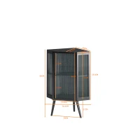 Dulap colțar cu ușă din sticlă, raft reglabil și design modern pentru baie, living, dormitor, 56,5x42,5x80 cm, Negru(m-3)