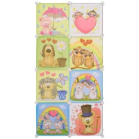 HOMCOM Mobile Scarpiera Modulare Salvaspazio, 6 Cubi 35x45x35 cm in Acciaio e PP, 74x47x144 cm, Rosa(m-10)