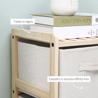 HOMCOM Cassettiera con 6 Cassetti in Tessuto Pieghevoli ed Estraibili, 59x28x70cm - Legno, Beige(m-5)