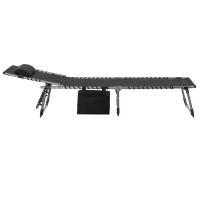 Outsunny Sonnenliege faltbar Gartenliege Klappliege mit Kissen Garten 5-stufige Rückenlehne verstellbar Stahl Oxford-Stoff Schwarz 188 x 57 x 30 cm(m-13)