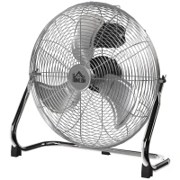 HOMCOM Metal Desk Fan with 3 Speeds & 120° Adjustable Tilt - Silver(m-11)