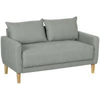 HOMCOM Divanetto 2 Posti Vellutato con Vano Portaoggetti Inferiore e Cuscini, 140x72x82 cm, Grigio(m-1)
