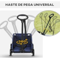 PawHut Carrinho para Cães Dobrável Carrinho para Cães Miniatura com Barra de Empurre Ajustável Desenho Aberto 53x45x28 cm Azul Escuro(m-5)