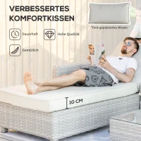 Outsunny 4-teiliges Gartenmöbel-Set, Garten-Lounge, Gartensitzgruppe, PE-Rattan, wetterbeständig, inkl. Kissen, Grau + Beige(m-4)