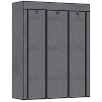 HOMCOM Guardaroba in Tessuto non Tessuto e Acciaio con 8 Ripiani e 2 Barre, 125x43x162.5 cm, Grigio Carbone(m-10)