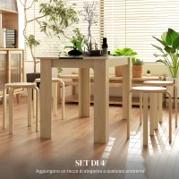 HOMCOM Set 4 Sgabelli Impilabili Rotondi e Moderni per Cucina e Bar in Legno, Ø40x54cm, Colore Legno(m-5)