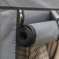 HOMCOM Guardaroba in Tessuto non Tessuto e Acciaio con 8 Ripiani e 2 Barre, 125x43x162.5 cm, Grigio Carbone(m-8)