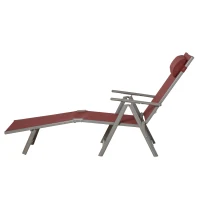 Outsunny Sonnenliege, 5-stufig neigbare Rückenlehne, mit Kissen, klappbar, rostfreies Metallgestell, 137 x 63,5 x 100,5 cm, Rot(m-13)