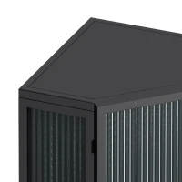 Armoire d'angle avec porte en verre, étagère réglable et design moderne pour salle de bain, salon, chambre, 56,5×42,5×80 cm, Noir(m-6)