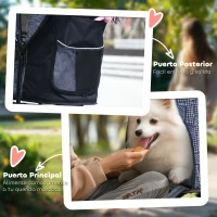 PawHut Cochecito para Perros Pequeños Plegable con Cesta de Almacenaje Capota Ajustable y 2 Ruedas Universales 81x48x99 cm Gris(m-7)