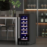 HOMCOM 19 Bottle 5-18℃ Wooden Rack Wine Fridge - Black(m-2)