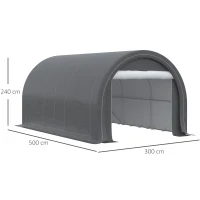 Outsunny Tenda Garagem 5x3 m Tenda para Carro Anti-UV com Tecido de PE Desmontável e Estrutura de Aço Galvanizado Cinza(m-3)
