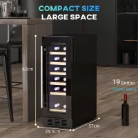 HOMCOM 19 Bottle 5-18℃ Wooden Rack Wine Fridge - Black(m-3)
