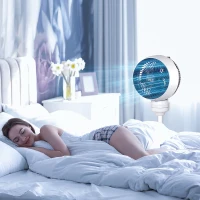 HOMCOM 9'' Air Circulator Fan 3 Speed 3 Mode, 70° Oscillation 90° Vertical Tilt, Height Adjustable, Remote Controller, for Living Room, Bedroom, Office, Black and White(m-15)