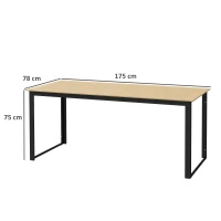 Outsunny Tuintafel Metaal 175x78 cm Weerbestendig Balkontafel met Houtlook, Anti-slip Eettafel Zwart(m-3)