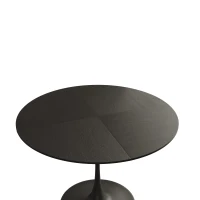 Table à manger ronde moderne, quatre plateaux en patchwork, base en métal, 120×120×75 cm, Noir(m-9)
