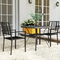 Outsunny Set of Two Minimal Metal Garden Chairs - Black(m-9)