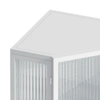 Dulap colțar cu ușă din sticlă, raft reglabil și design modern pentru baie, living, dormitor, 56,5x42,5x80 cm, Alb(m-6)