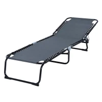 Outsunny Sonnenliege klappbar Gartenliege, Liegestuhl mit 4-Fach verstellbare Rückenlehne, wetterfeste Campingliege bis 120 kg belastbar, für Garten Strand Pool, Grau(m-17)