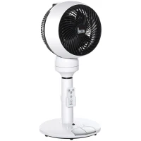 HOMCOM 9'' Air Circulator Fan 3 Speed 3 Mode, 70° Oscillation 90° Vertical Tilt, Height Adjustable, Remote Controller, for Living Room, Bedroom, Office, Black and White(m-17)